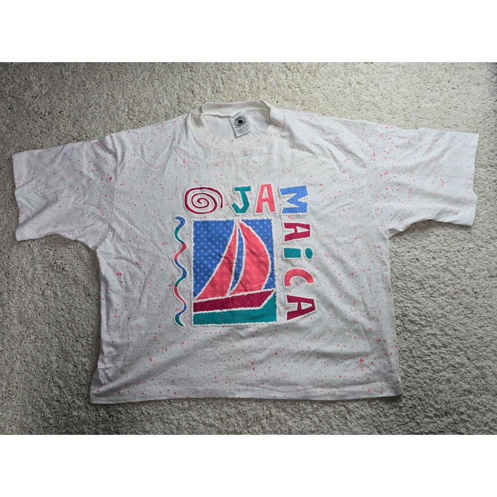 Vintage 90s Jamaica Ross International Mens Single Stitch All Over Print T-shirt